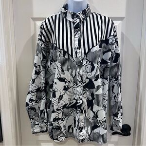 Karman Vintage Racing Horse Derby Stylish Black & White Women’s Shirt size 17/18